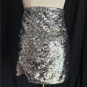 H&M Glittering Silver sequin Mini Skirt